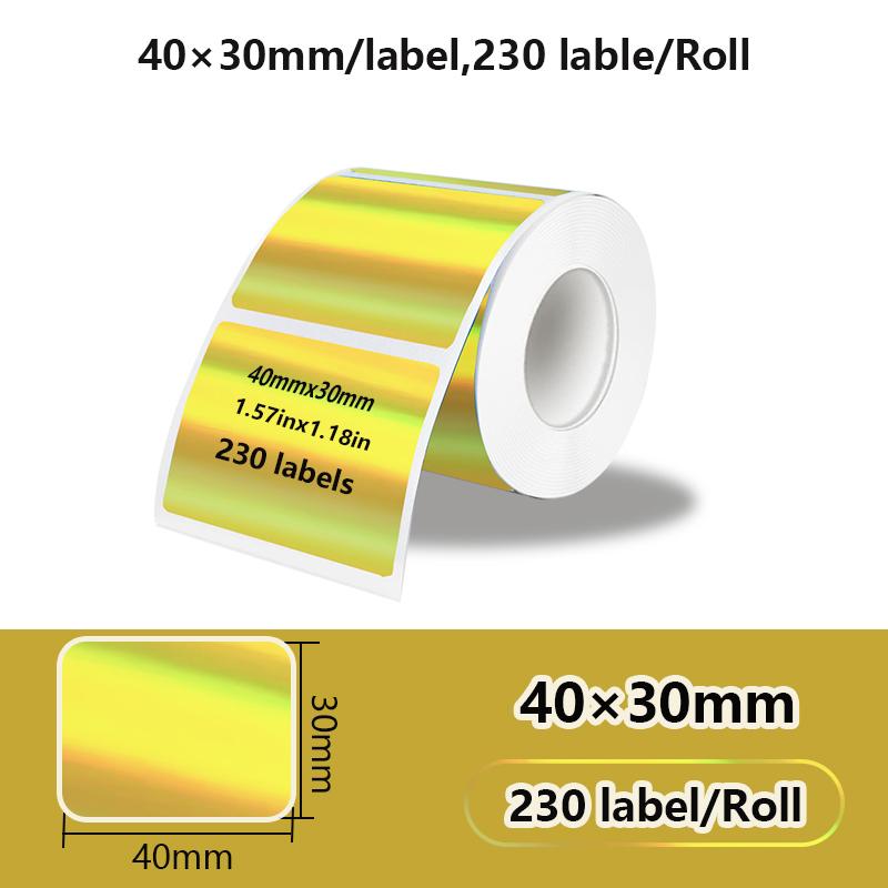 1PK New Holographic Laser Color Transparent Thermal Adhesive Label Roll Suit for Phomemo M110/M200/M120/M220 E210 P50 DETONG P1