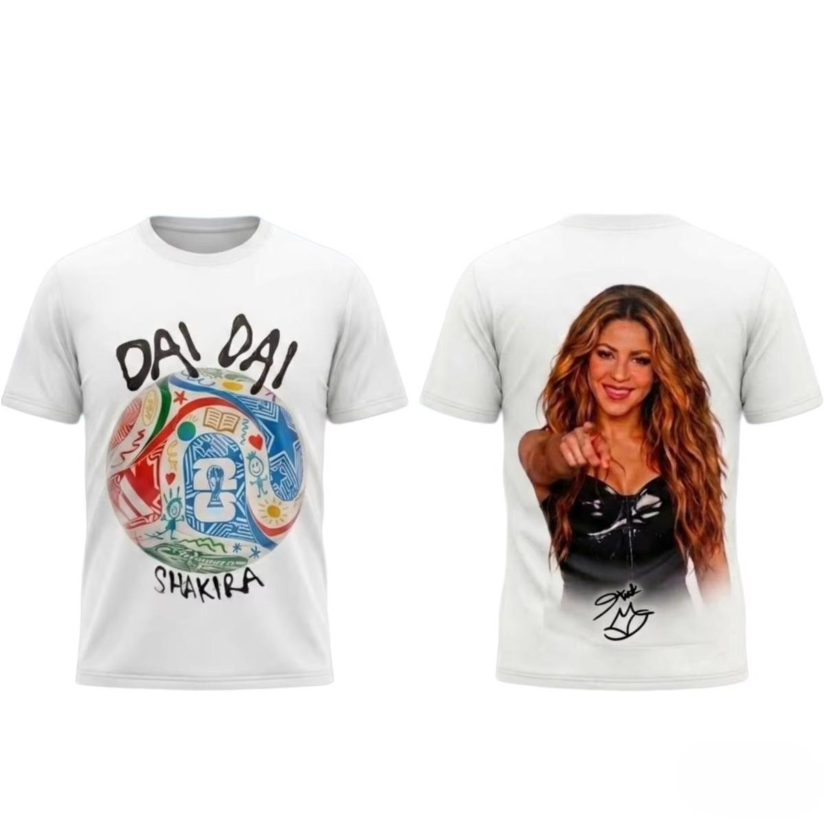 2026 Sommer Unisex Vintage Top Mode T-Shirt Shakira Titelsong für Fußballspiele Dai Dai T-Shirt Gothic Baumwolle Y2K Kleidung M gray