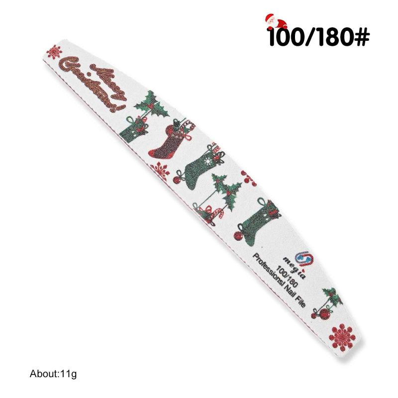 

Christmas Themed Nail File - 100/180 Grit Double-Sided Emery Boards for Manicure & Pedicure