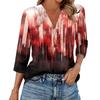 Women's Fashion Casual Lapel 3/4 Sleeve Halloween Print Shirt Women's V-Neck Tops