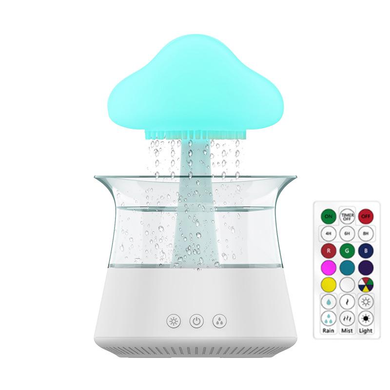 Yağmur Bulutu Aromaterapi Nemlendirici: Renkli Mantar Lambası ve Esansiyel Yağ Difüzörü
