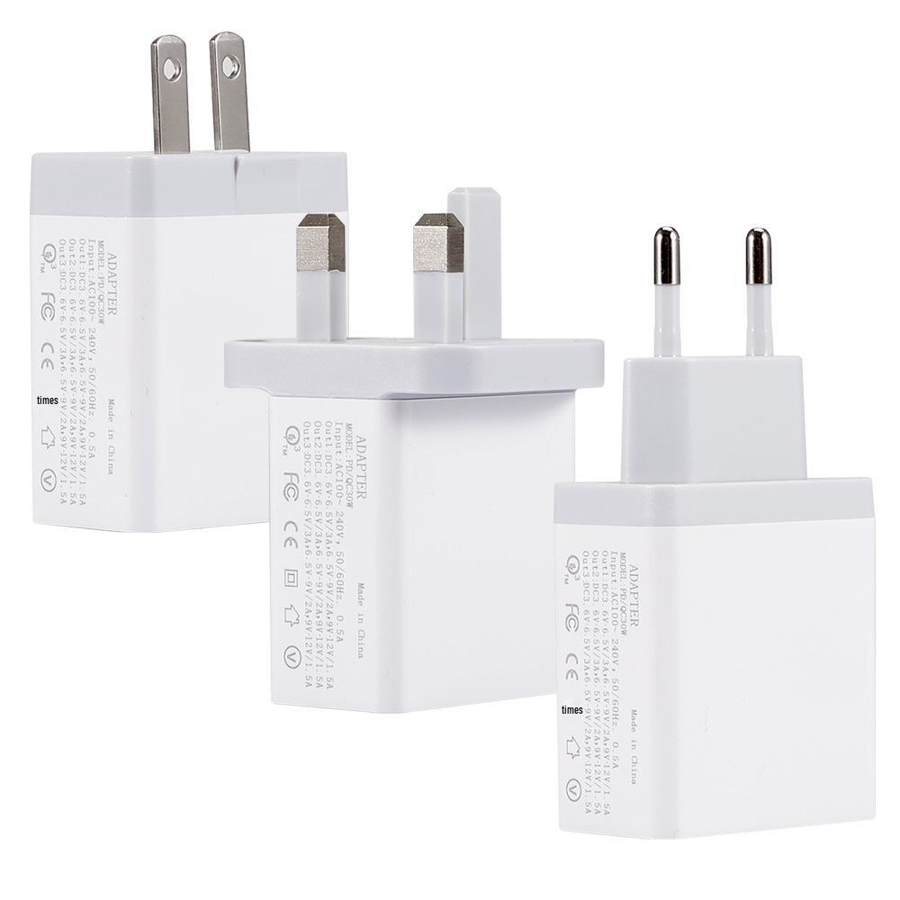 38W Dual USB Fast Charger with QC3.0 & PD Port, Compatible with EU/US/UK Plugs