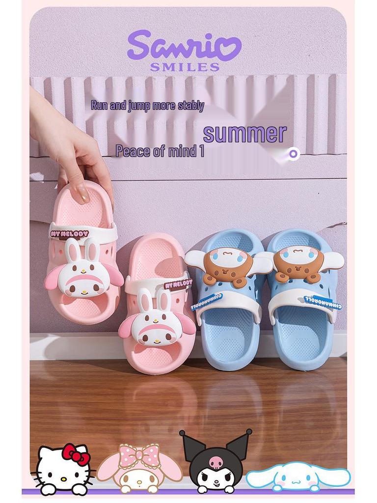 Sanrio Girls' Non-Slip Cartoon Summer Slippers - Lightweight & Soft Sole for Children