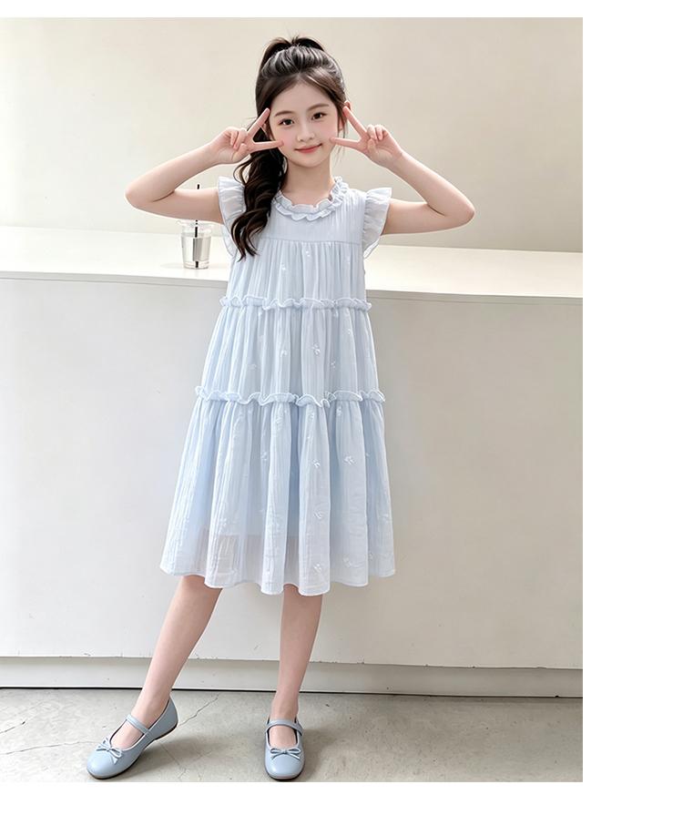 Girls' Korean Tencel Flying Sleeve Dress