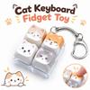 Mechanical Fidget Keychain Finger Button Calming Keychain Cat Keyboard Fidget Toy  Children Adults