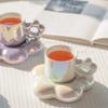 Cute Coffee Cup Dish with Handle Tea Drinking Cup Drinkware Flower Mug  Water