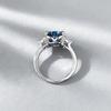 Xiancan Jewelry S925 Silver Heart-Shaped Blue-Gray Diamond Three-Stone Ring