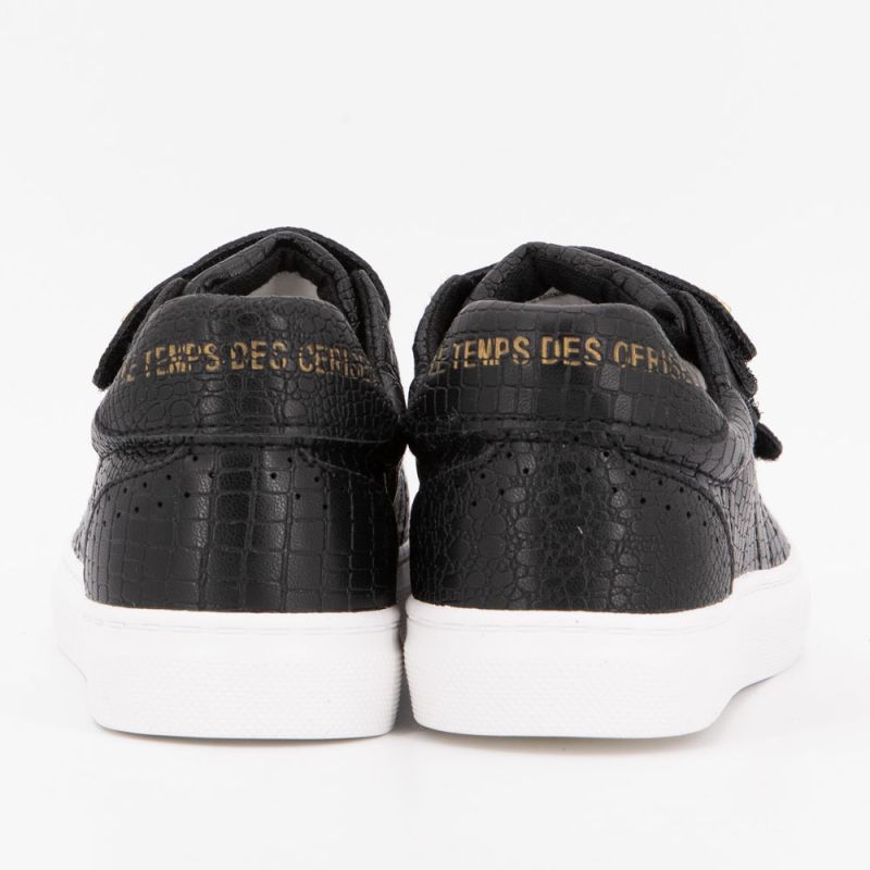 Baskets motif croco à scratch avec logo doré Femme LE TEMPS DES CERISES