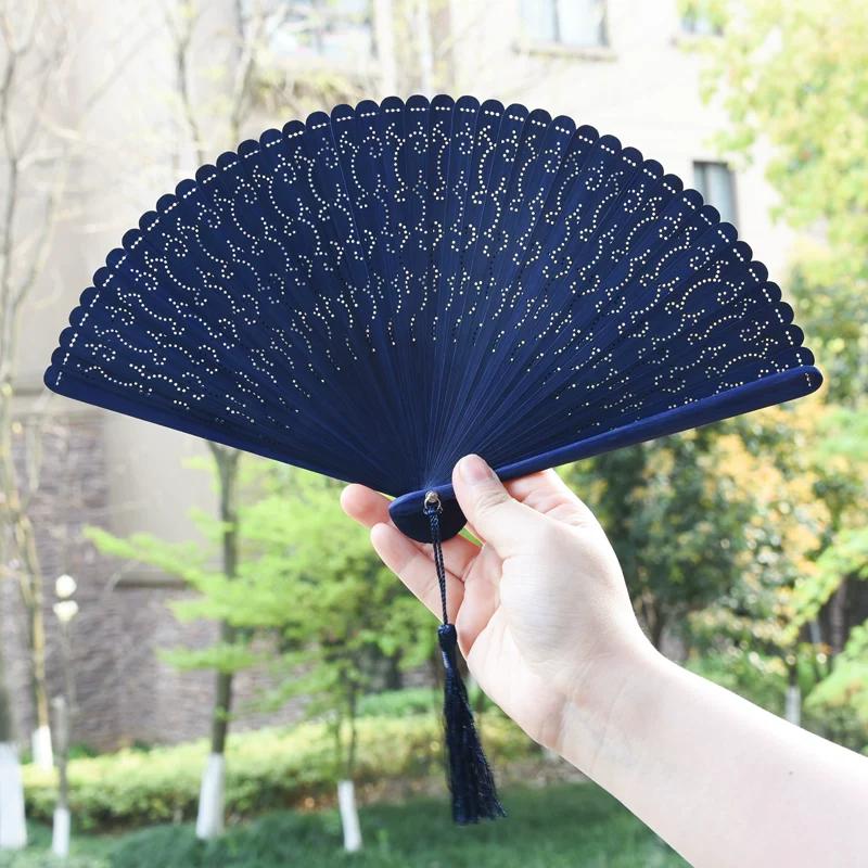 Dream Lotus Mini Japanese-Style Handheld Full Bamboo Fan Hanfu Mamian Skirt Dance Qipao Portable Folding Fan Girl Group Folding Fan