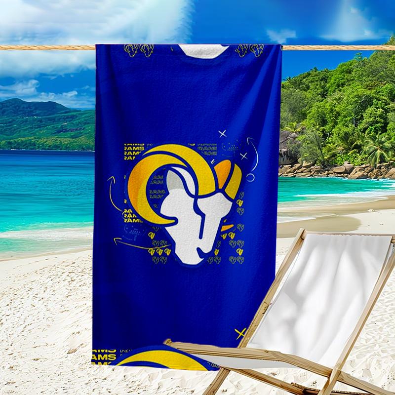 Asciugamano da Spiaggia Stampato con Spirito di Squadra dei Rams Football, Microfibra Super Morbida, Regalo Perfetto Compleanno, per Piscina, Spiaggia, Viaggio, per famiglia e amici