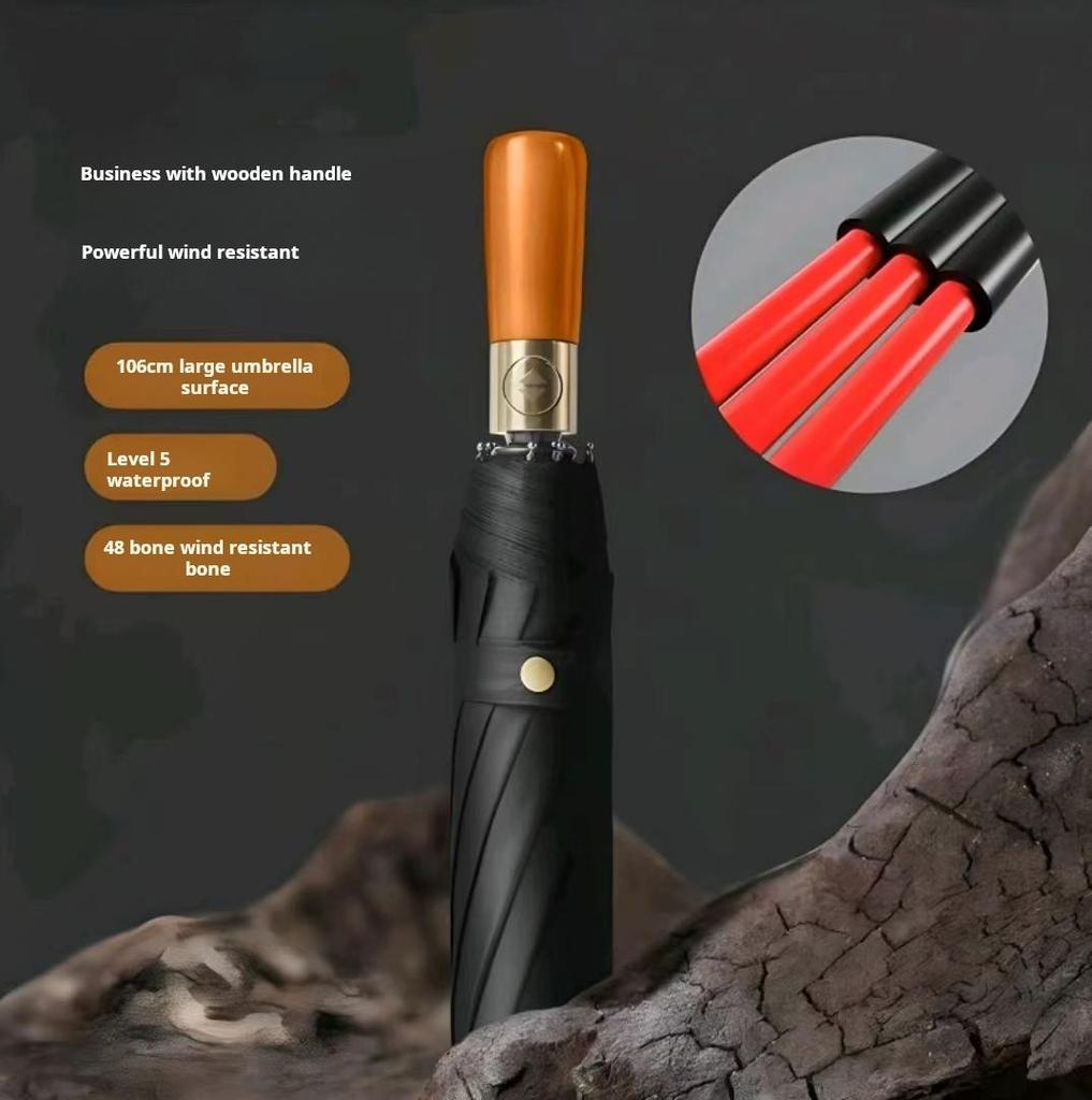Men's Business 3-Fold Auto Folding Reinforced Windproof Umbrella