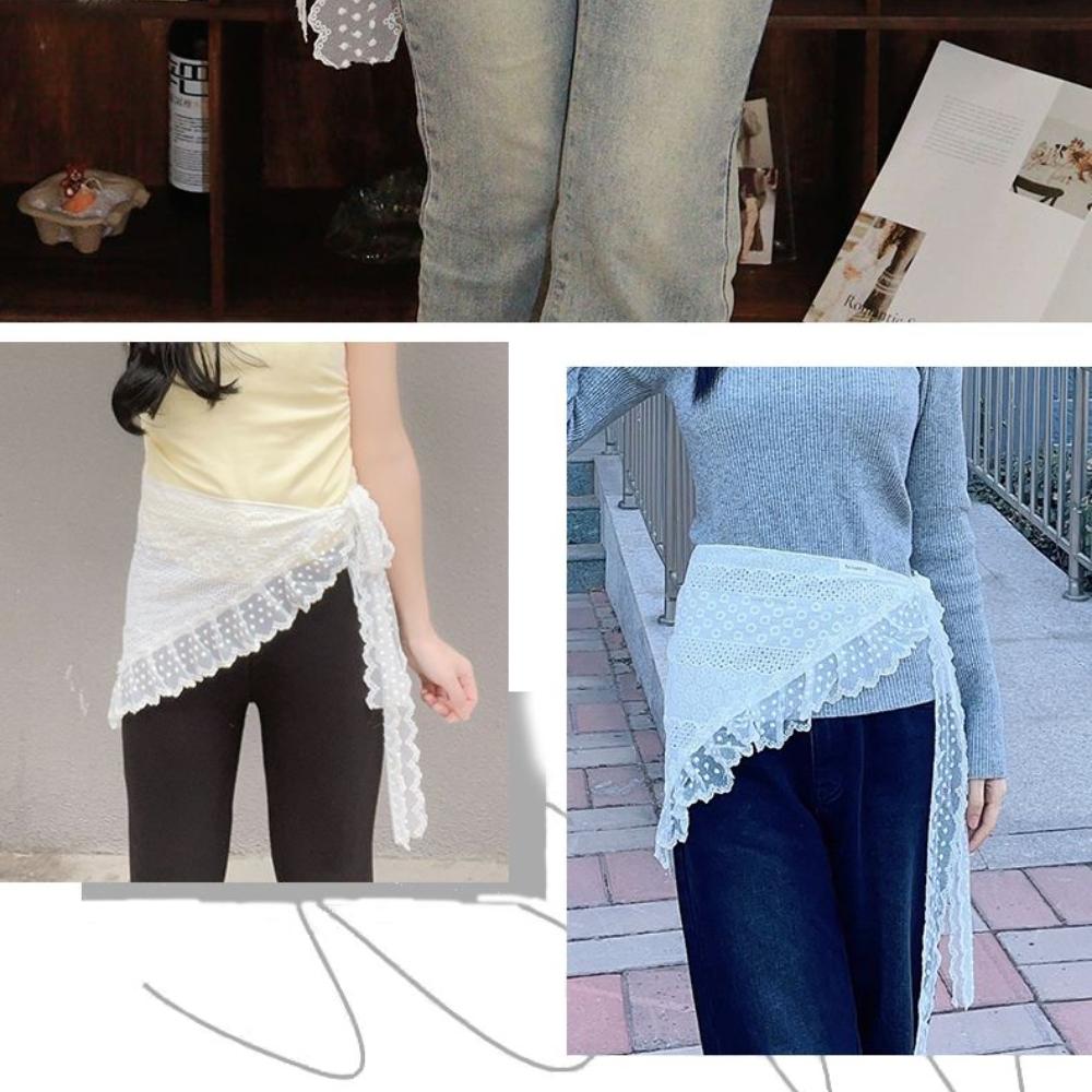 2025 French Lace Layering Scarf | White Waist Chain | Premium Denim Styling