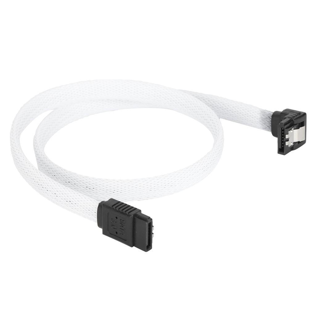 Sata Cable 3.0 SolidState Disk 8Core 7P Elbow White Data Extension Cord with Shrapnel for Speed Improving(White (elbow)