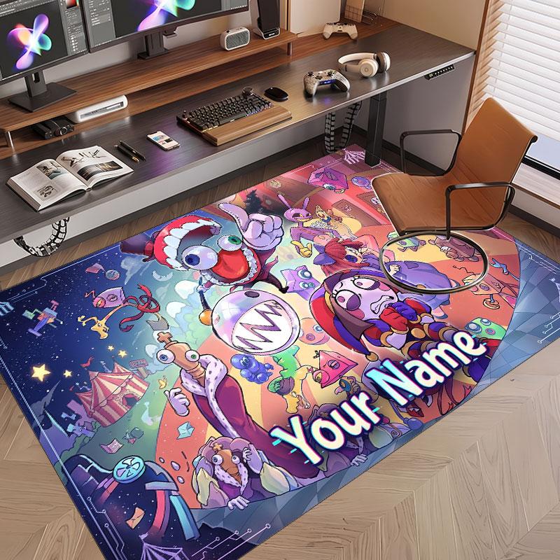 Custom Name Text Crystal Velvet Rug,The Amazing Digital Circus Soft Plush Decorative Non Slip Floor Carpet