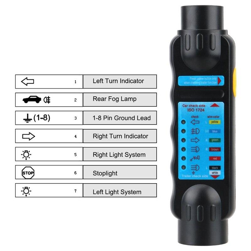 

12V 7 Pin Car Towing Light Tester Trailer Plug Socket Diagnostic Tools Caravan Towing Tow Bar Light Wiring Test Accessories 7 Pin