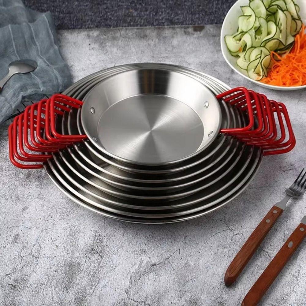 Nonstick Surface Frying Pan Flat Bottom Stainless Steel Pan Heavy Duty Snack Plate  Home Kitchen