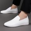 Fashion Designer Solid Color Male Leather Shoes Slip-on Flat-soled Men Loafers Spring Autumn Soft-soled Casual Man Driving Shoes