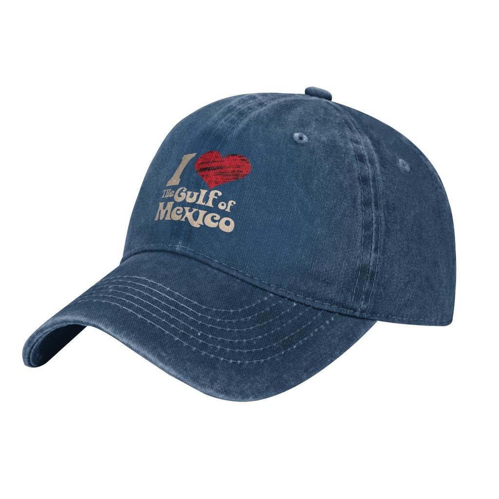 Retro I Love The Gulf Of Mexico Baseball Caps Unisex Distressed Cotton Snapback Hat Travel Gift Caps Hat