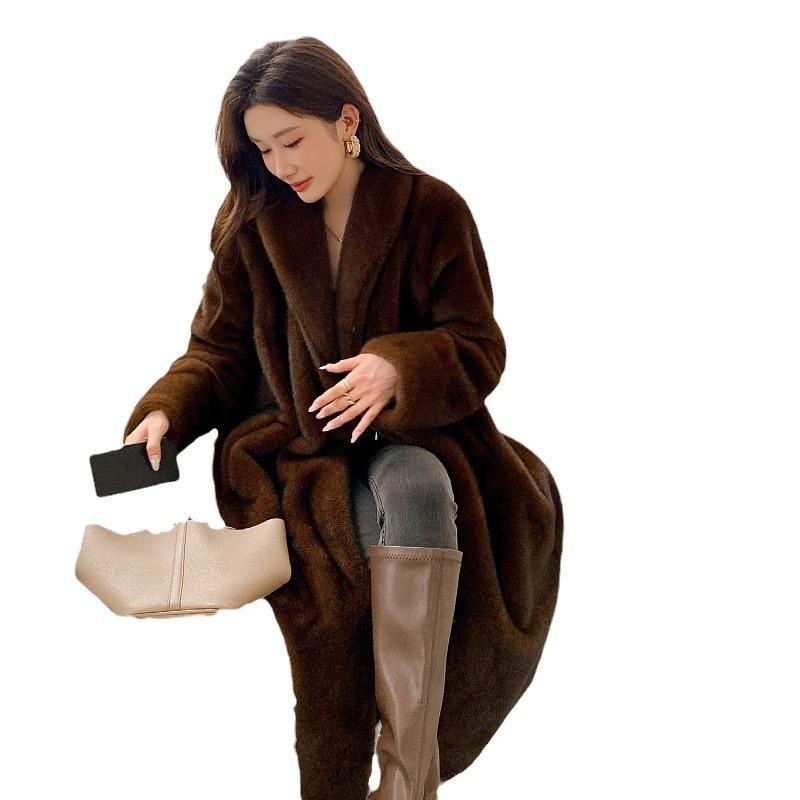 Fur jacket women's green fruit collar mink coat 2024 winter fur environmentally friendly fur thickened warm plush top