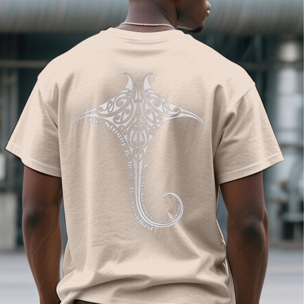 Men's Short Sleeve T-Shirt - New Zealand Maori Manta Ray Tribal Print Breathable  Casual Summer Tee for Outdoor Activities Tee