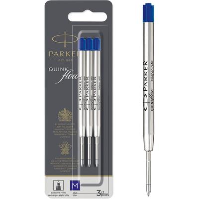PARKER QUINKflow Ballpoint Pen Ink Refills, Medium Tip, Blue, 3 Count