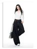 Women's Non-Sticky Wide-Leg Jeans: Spring Loose, Curved Style, Slim-Fit Pants