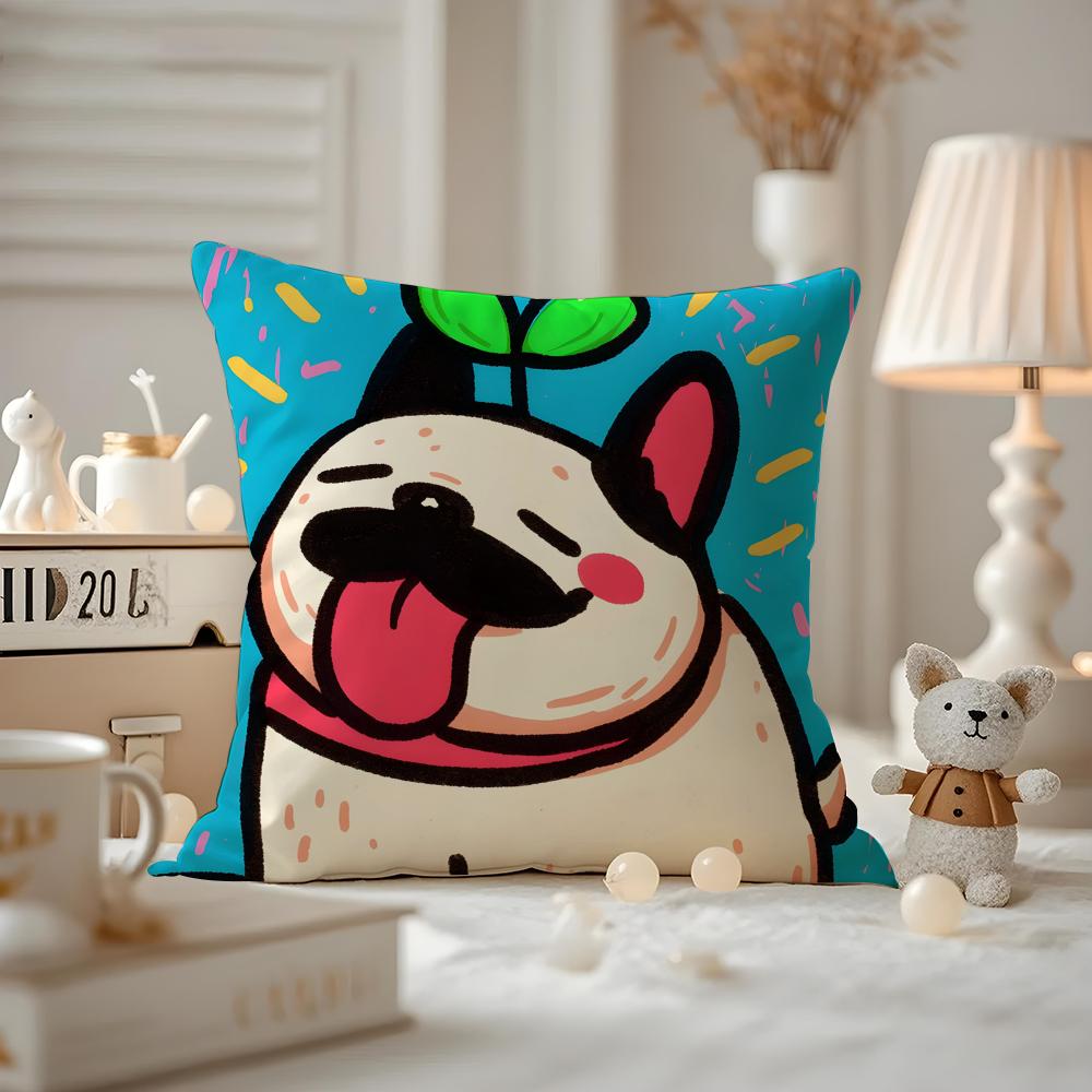 Cute Color Dogs Cushion Cover Pattern Printed Pillowcase For Living Room Sofa Cushion Cover & Bedroom Decor