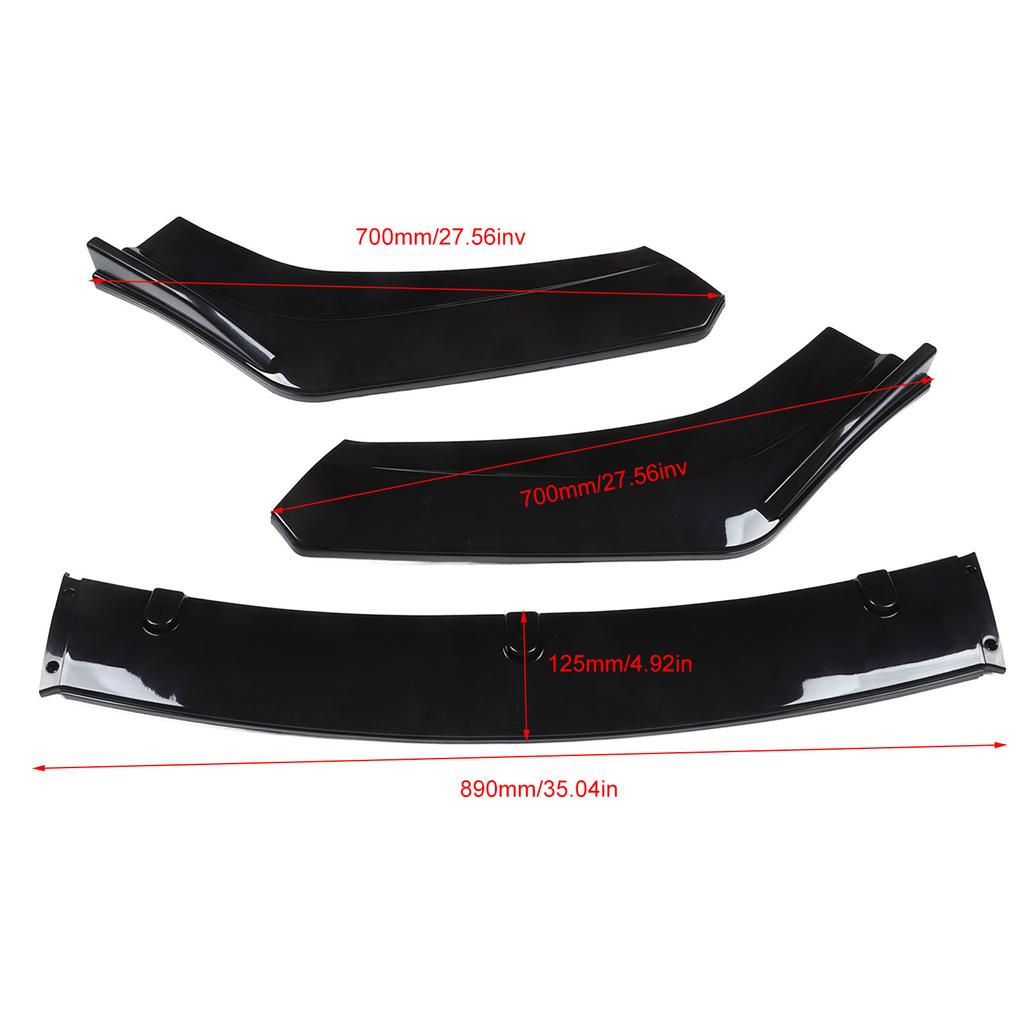 Front Bumper Lip Splitter Kit Gloss Black High Toughness Front Spoiler Body Kit Front Bumper Chin Front Bumper Lip Splitter