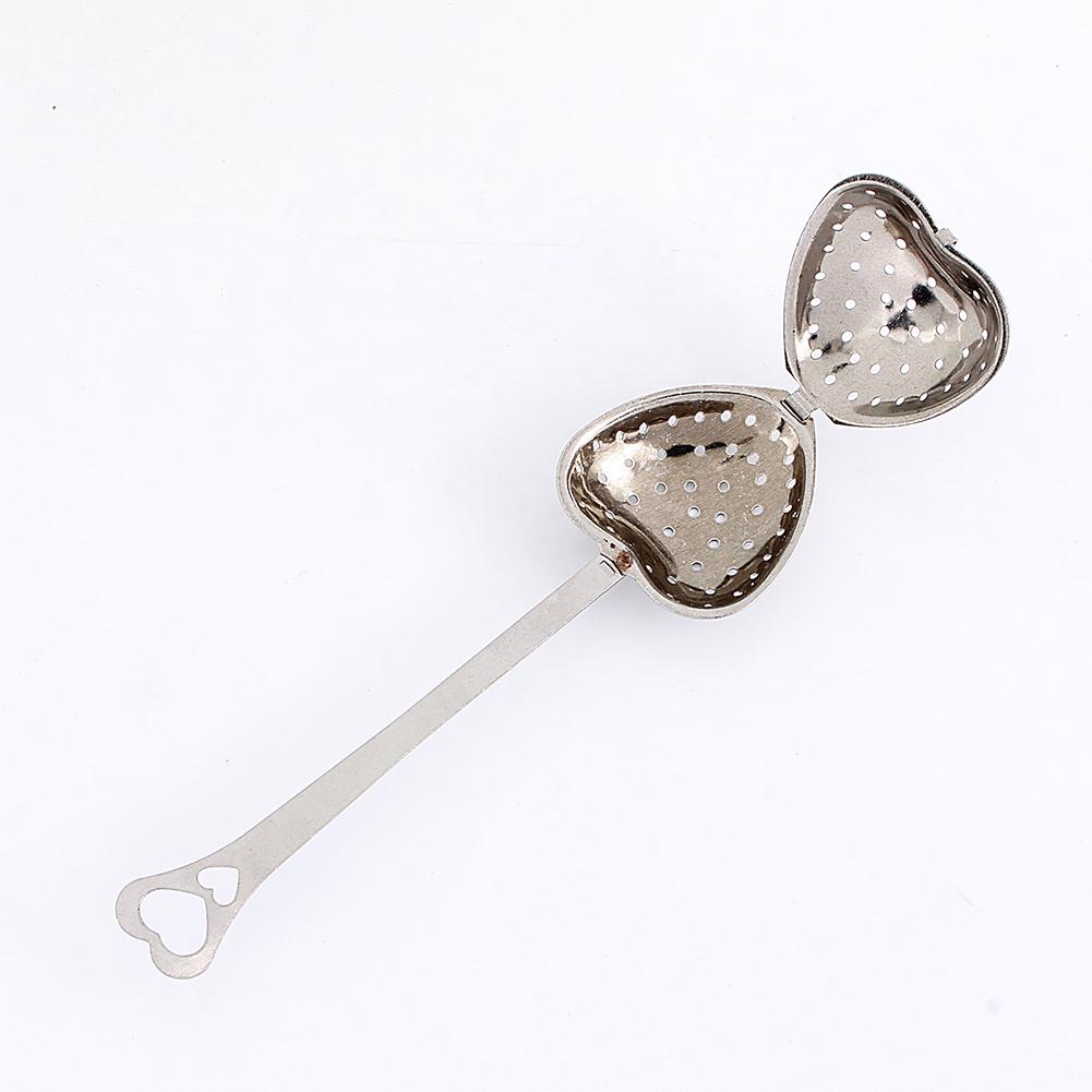 1X Stainless Steel Filter Tea Infuser Heart Shape Spoon Strainer Ball Novelty
