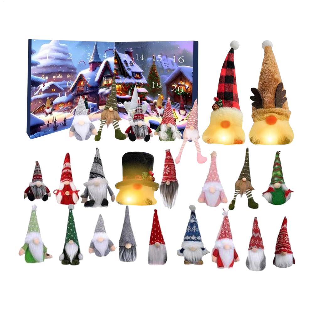 

Countdown Calendar Glowing 24 Days Countdown Gnome Set Festive Ornament Decor for Gathering Activities House Wall Party Home L