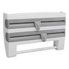 Cling Film Holder Wall Mount Multifunctional Cling Film Cutter with Screws for Kitchen Grey Blue