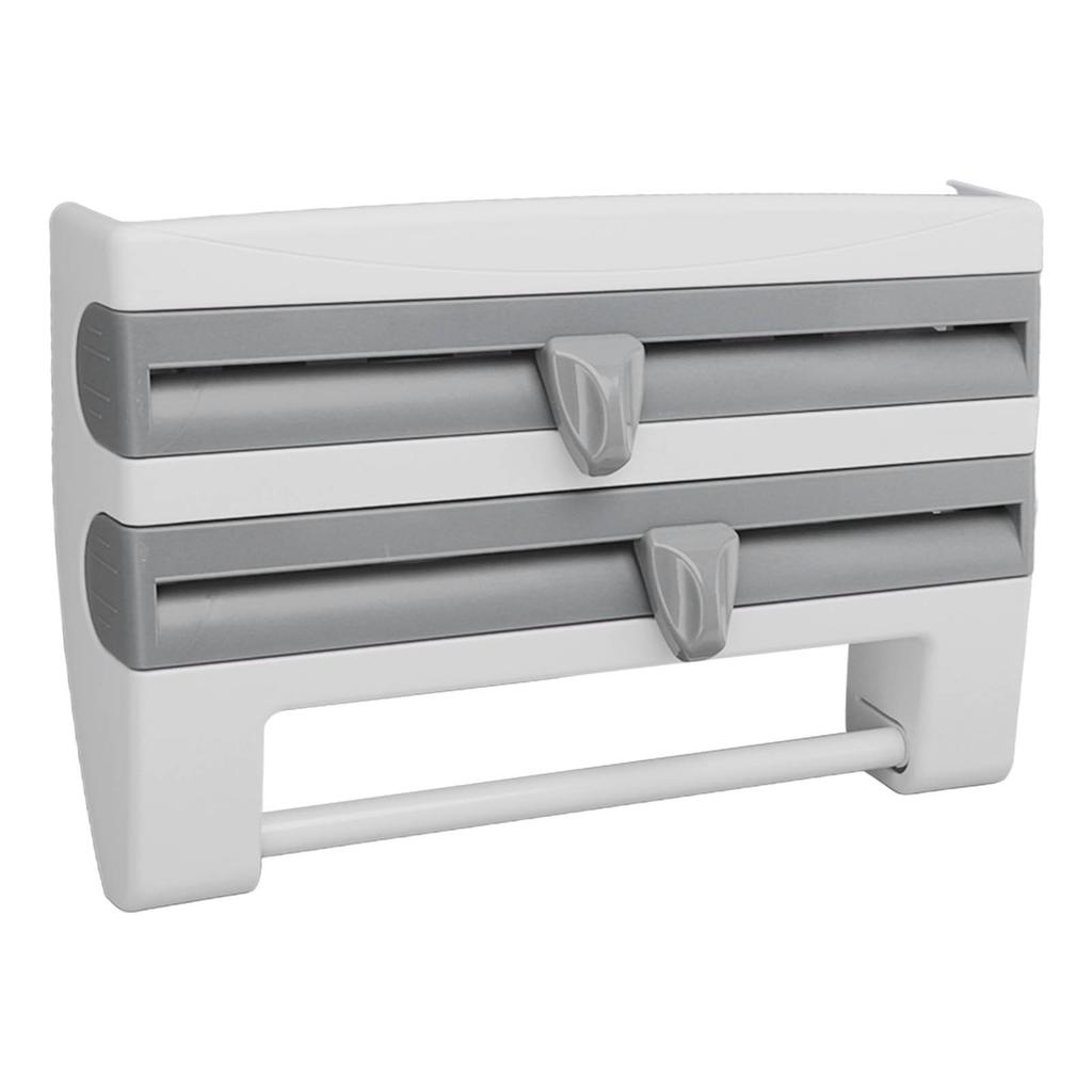 Cling Film Holder Wall Mount Multifunctional Cling Film Cutter with Screws for Kitchen Grey Blue