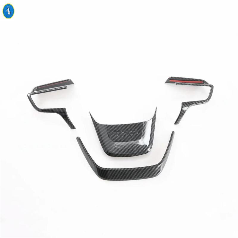 Carbon Fiber Look Car Steering Wheel Bottom Decor Frame Cover Trim ABS Accessories Fit For Toyota Highlander