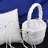 Romantic Flower Pearl Bowknot Basket Flower Basket Wedding Ceremony Party Rose Flower Girl Makeup Basket Party Petals Basket