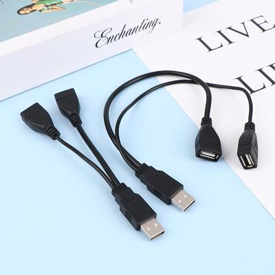 1Pc 15/30cm Male Plug To 2 Female Socket USB 2.0 Extension Line Data Cable Power Adapter Converter Splitter USB 2.0 Cable