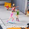 Shoucangjia Scale Figure Miniature Figurine Resin Mini Doll Model Creative Photography Sand Table Scene Prop DIY Landscaping Skateboard Girl
