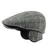 Middle-Aged Men Cap Autumn Winter Cotton Ear Protection Warm Plaid Beret Forward Cap Driver Ivy Hat Newsboy Caps for Men