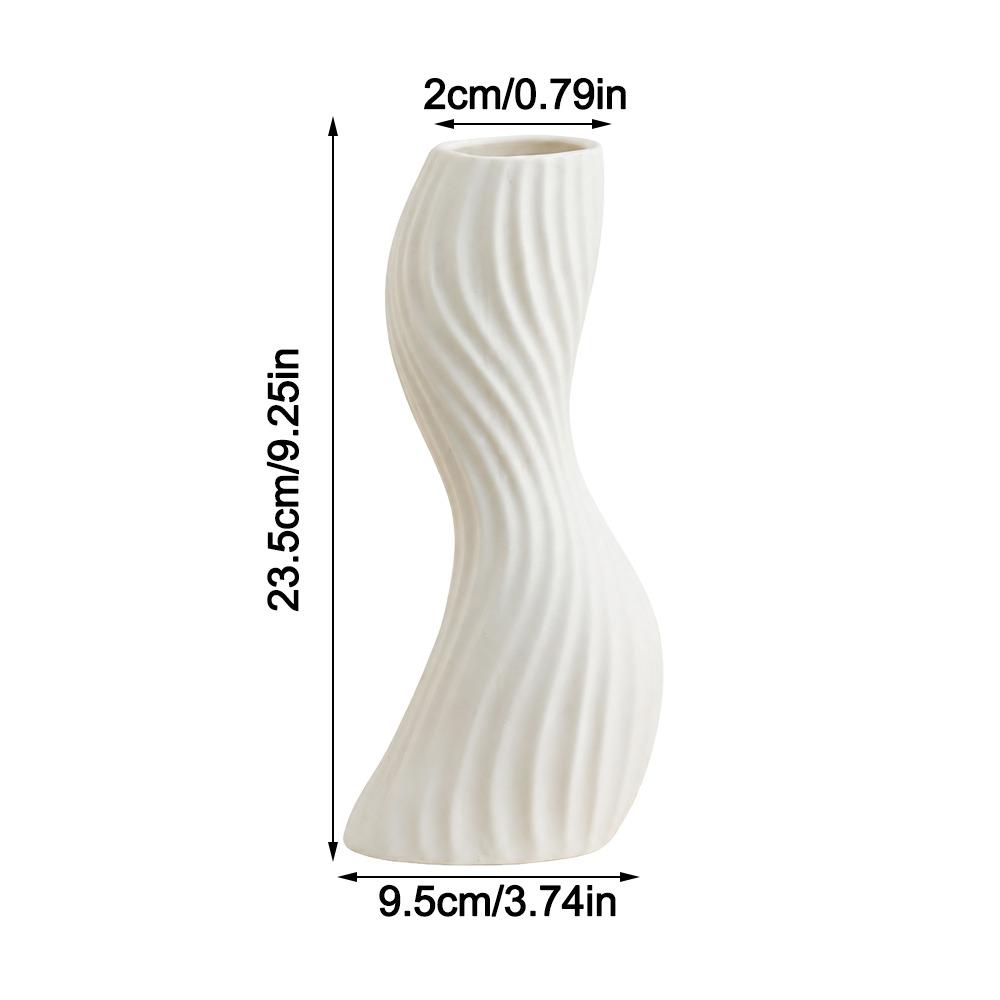 Plastic Imitation Ceramic Vase Wave Shape Curved Wave Vase Durable Flower Vase  Home Decoration