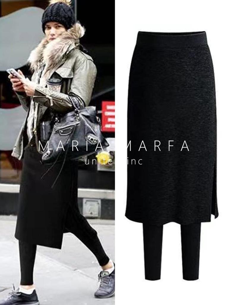 Maria Marfa Warm Leggings Comfortable Elastic Cropped Tight Boa Solid Home Casual Cold Fleece-Lined Skirt, Waist, Length, Skirt, Leggings, Women's,