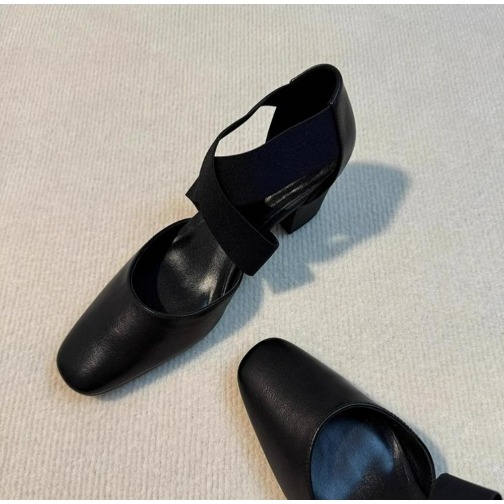 New Women Pumps Summer Shoes Cross-Tied Woman Sandals Lady Spring Autum Retro Pumps Thick Heel Round Toe Zapatos Muje