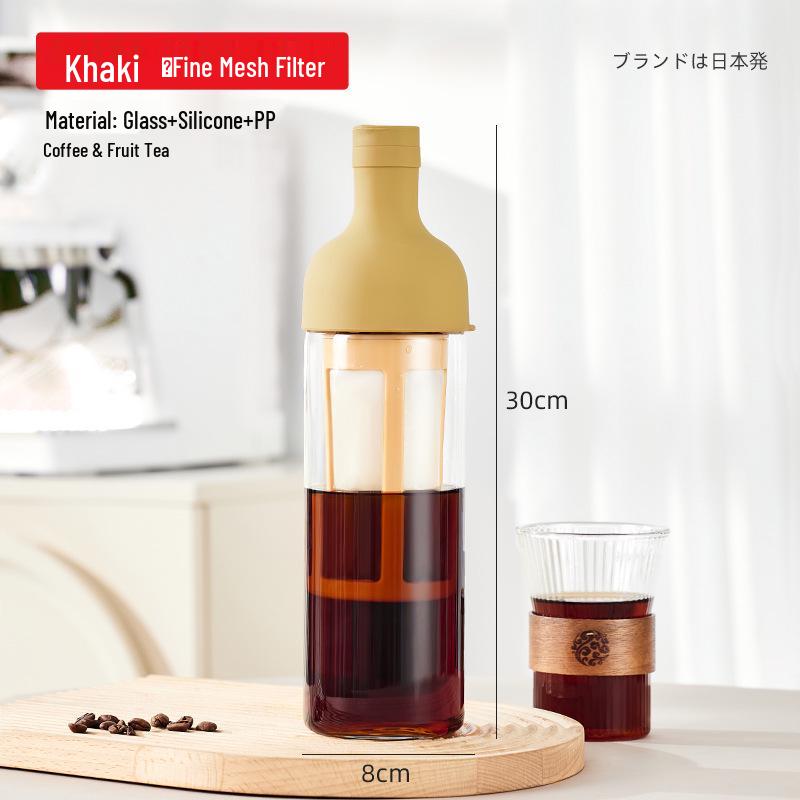 Wine Bottle Shaped Glass Kettle: High Borosilicate Glass for Cold Water, Hand Drip Coffee, or Fruit Tea with Strainer.