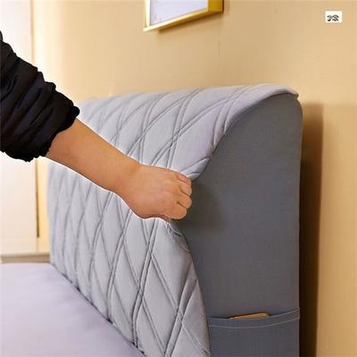 All-inclusive Super Soft Smooth Quilted Head Cover Thicken Velvet Headboard Cover Solid Color Bed Back Dust Protector Cover