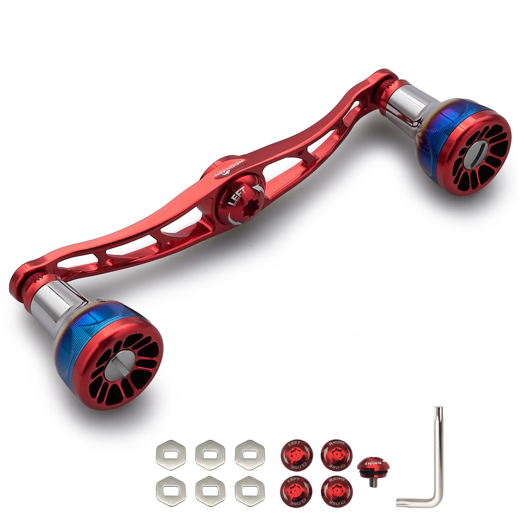 

HEIGHTEN Baitcasting Reel Aviation Compatible with and Abu Garcia Engn Series V2.0 105/115mm Handle, Aluminum, Shimano, Daiwa, (Red, V2.0-115mm)