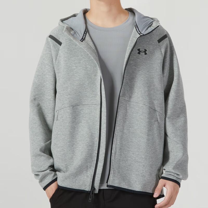 Under Armour Logo Print Solid Color Sports Training Casual Jacket Men Jacket Gray 1379806-011