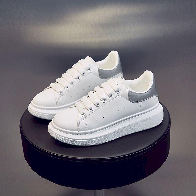Ricaqico Korean Round Toe White Shoes Women Spring Summer All -Match Thick Bottom Heightening Casual Shoes Fashion Sneakers