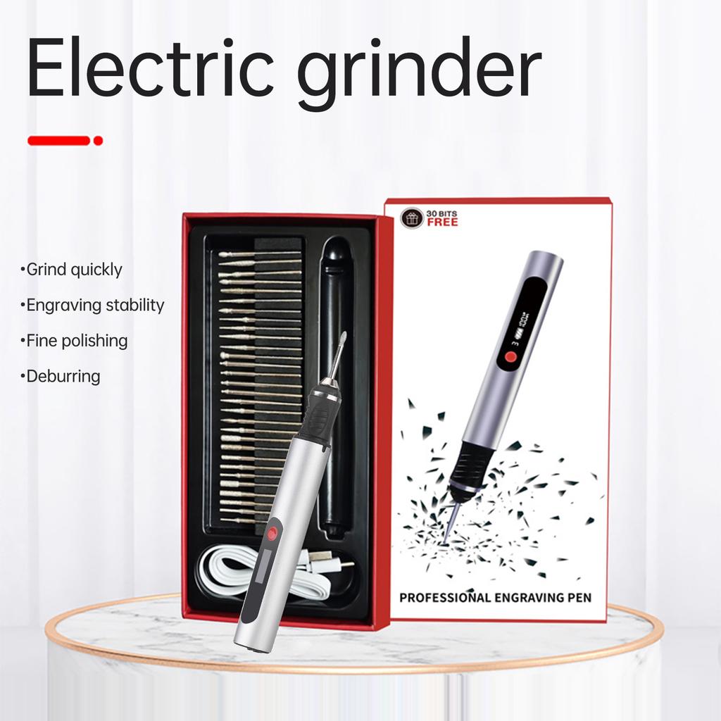 Electric Polishing Machine Kit 10W Electric Grinder Cordless Rotary Tool Kit 36pcs Accessories LCD Display w/3 Speeds for Craft