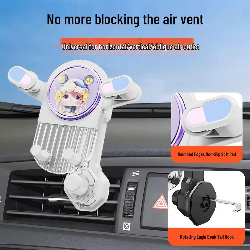 Cartoon Air Vent 360° Rotating Shockproof Phone Holder Clip Extended белый