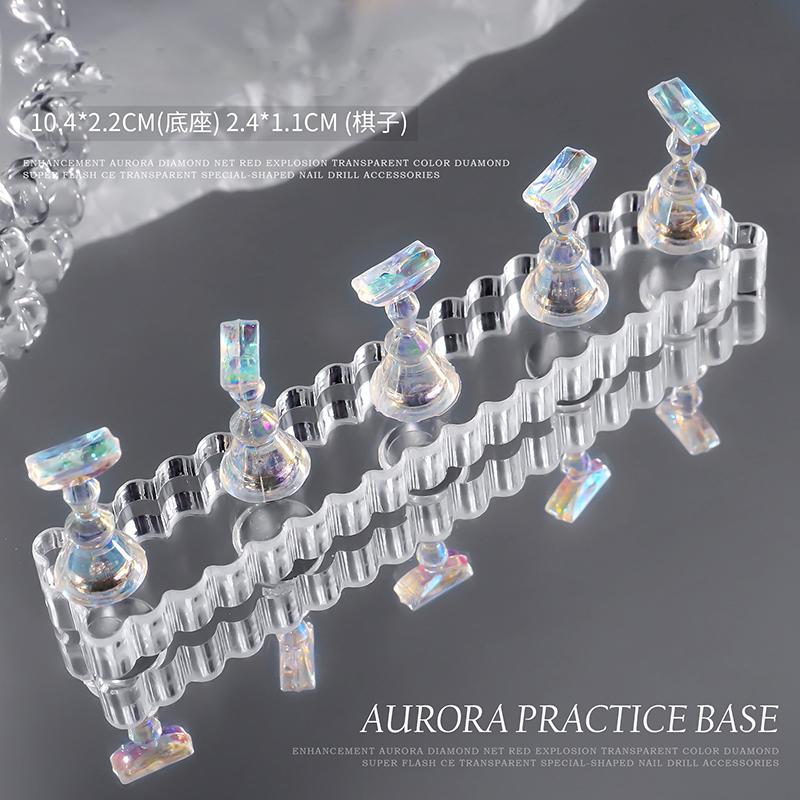 Magnetic Nail Holder False Nail Tip Practice Stand Aurora Base Holder Nail Art Display For Art Salon DIY & Practice 5pcs/Set