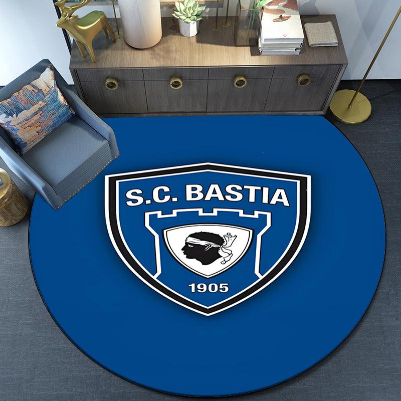 Sc Bastia Football Crest Round Rug for Livingroom,Bedroom, Palyroom, Chair Rug, Area rug, Circle Carpet, Fan Christmas gift