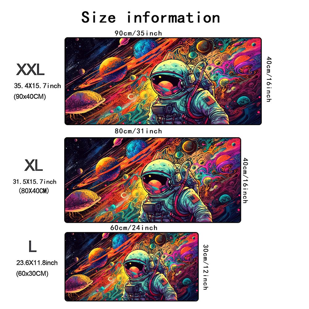 Planets and Astronauts Mouse Pad Desk Mat with Stitched Edge Non-Slip Gaming Mats PC Accessories Keyboard Long Desk Pads Mauspad